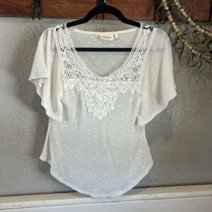 Deletta White Lace Detail Women's Top